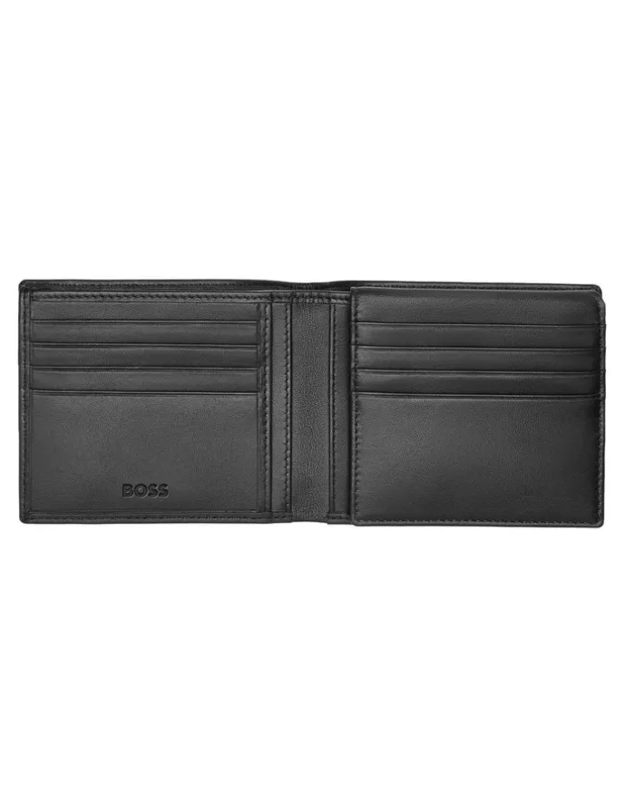 Boss Trifold Leather Wallet in Classic Smooth Black