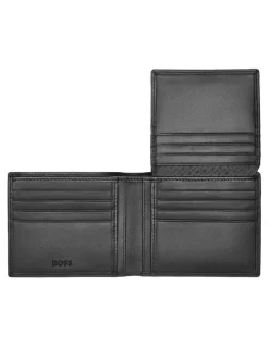 Boss Trifold Leather Wallet in Classic Smooth Black