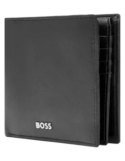 Boss Trifold Leather Wallet in Classic Smooth Black