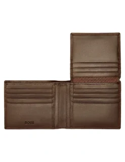 Boss Trifold Leather Wallet in Classic Smooth Brown