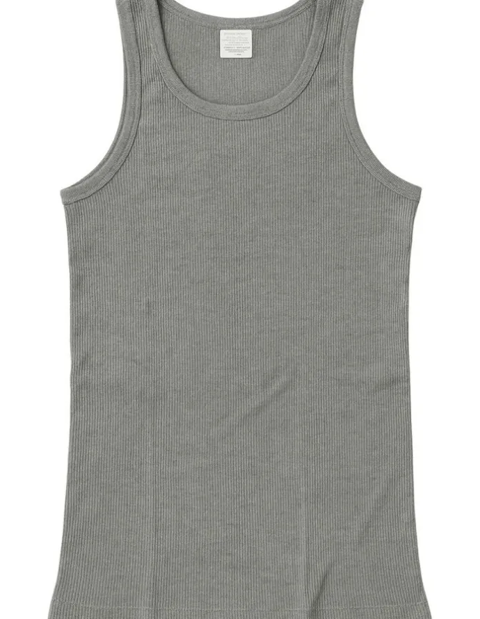 Boutique Retailer Thermal Cotton Sleeveless Singlet Top in Grey