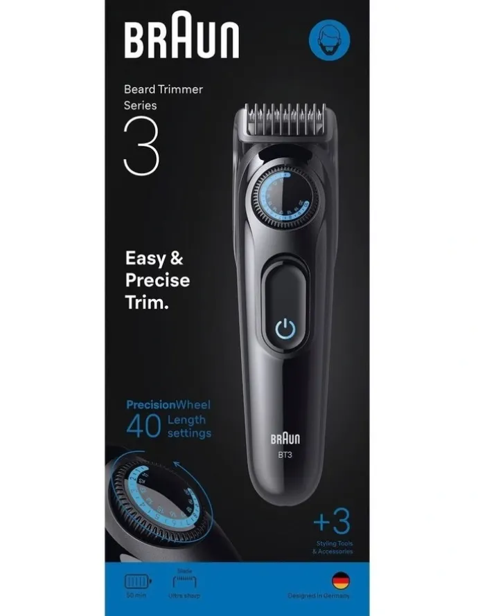 Braun Beard Trimmer Series 3 BT3520 in Black/Blue