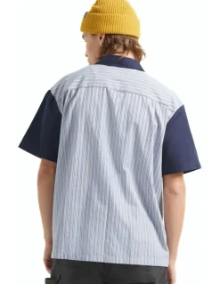 BRIXTON Builders Olson Short Sleeve in Blue Aura Stripe