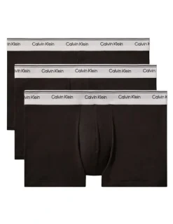 Calvin Klein Balance Cotton Stretch Trunks 3 Pack in Black