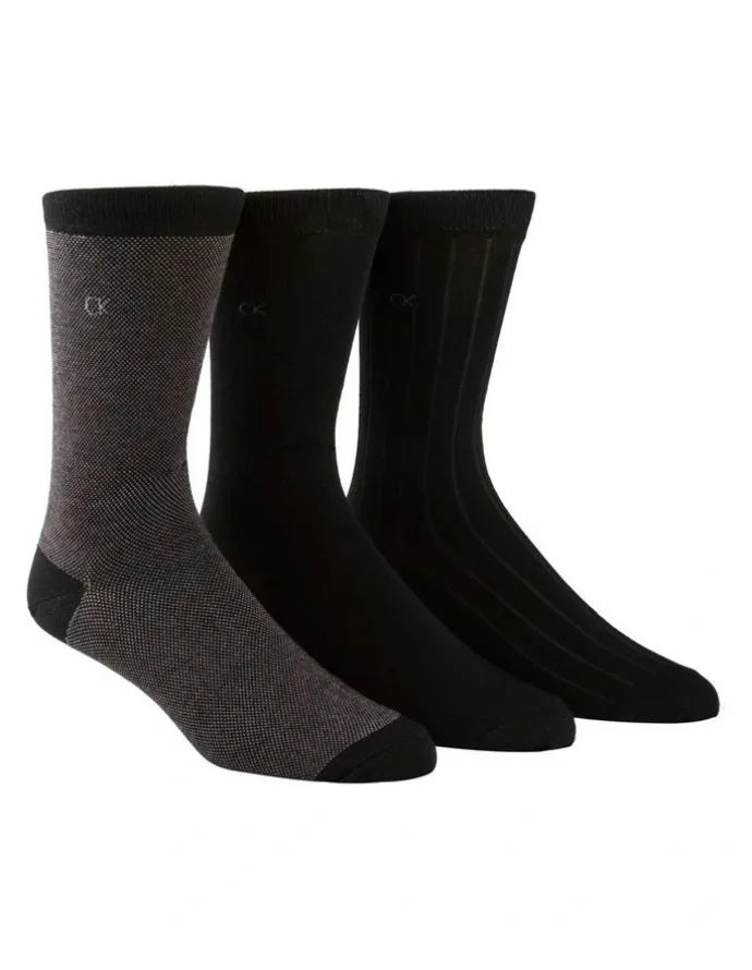 Calvin Klein Barclay Birdseye Dress Socks 3 Pack in Black