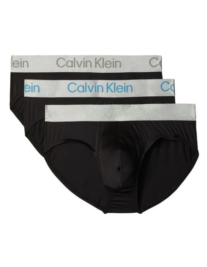 Calvin Klein Brushed Micro Hip Briefs 3 Pack in Black