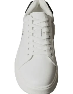 Calvin Klein Chunky Cupsole Ru Patch Lth Sneaker in Bright White/Black