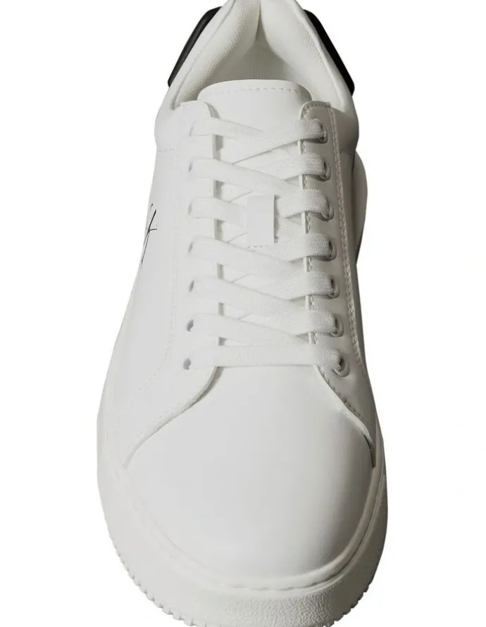 Calvin Klein Chunky Cupsole Ru Patch Lth Sneaker in Bright White/Black