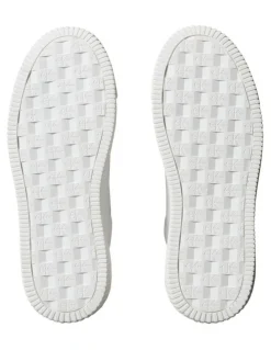 Calvin Klein Chunky Cupsole Ru Patch Lth Sneaker in Bright White/Black