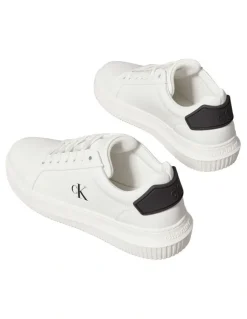 Calvin Klein Chunky Cupsole Ru Patch Lth Sneaker in Bright White/Black