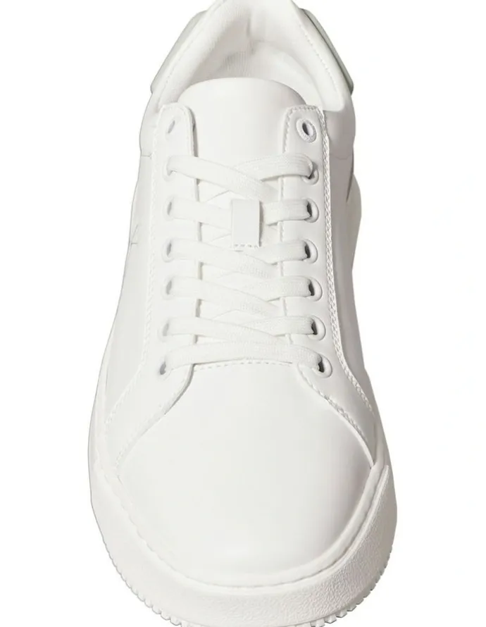 Calvin Klein Chunky Cupsole Ru Patch Lth Sneaker in Bright White/Silt Grey