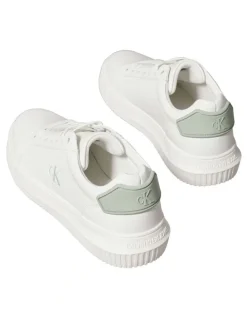 Calvin Klein Chunky Cupsole Ru Patch Lth Sneaker in Bright White/Silt Grey
