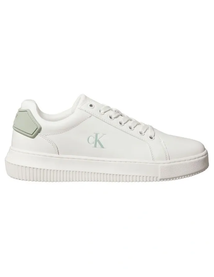Calvin Klein Chunky Cupsole Ru Patch Lth Sneaker in Bright White/Silt Grey