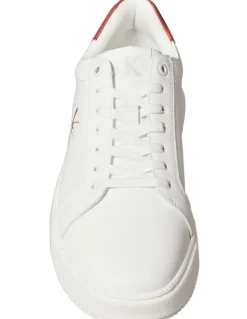 Calvin Klein Chunky Cupsole Mono Lth Sneaker in Bright White/Tand