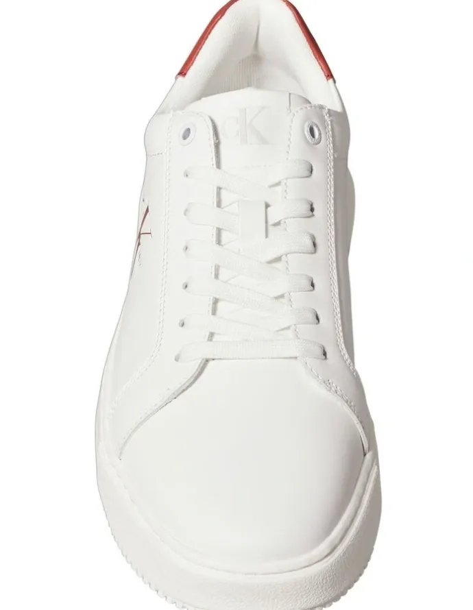 Calvin Klein Chunky Cupsole Mono Lth Sneaker in Bright White/Tand