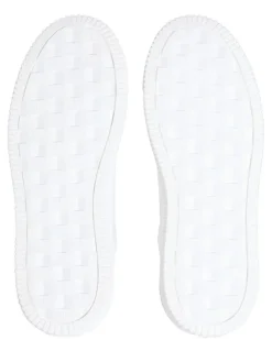 Calvin Klein Chunky Cupsole Mono Lth Sneaker in Bright White/Tand