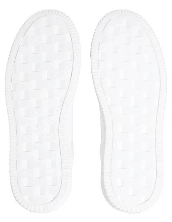 Calvin Klein Chunky Cupsole Mono Lth Sneaker in Bright White/Tand