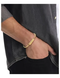 Calvin Klein Contoured Barrel Ionic Plated Thin Steel Chain Bracelet in Gold