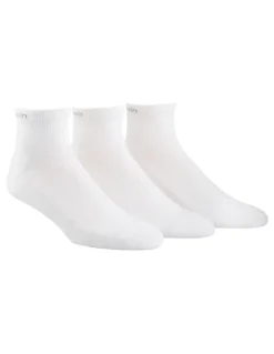 Calvin Klein Cotton Bamboo Athletic Quarter Socks 3-Pack in White