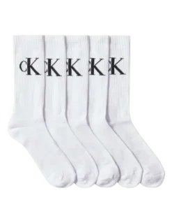Calvin Klein Cotton Socks 5 Pack in White