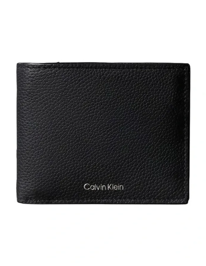 Calvin Klein Foil Emboss Ew Bill Fold With Coin Wallet in Black