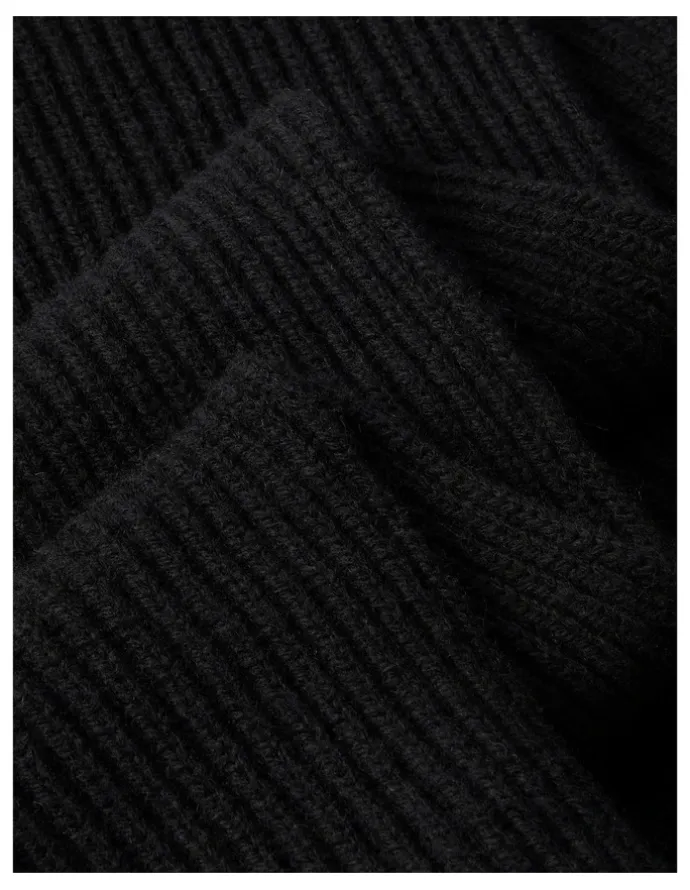 Calvin Klein Hw Wool Blend Knit Scarf in Black