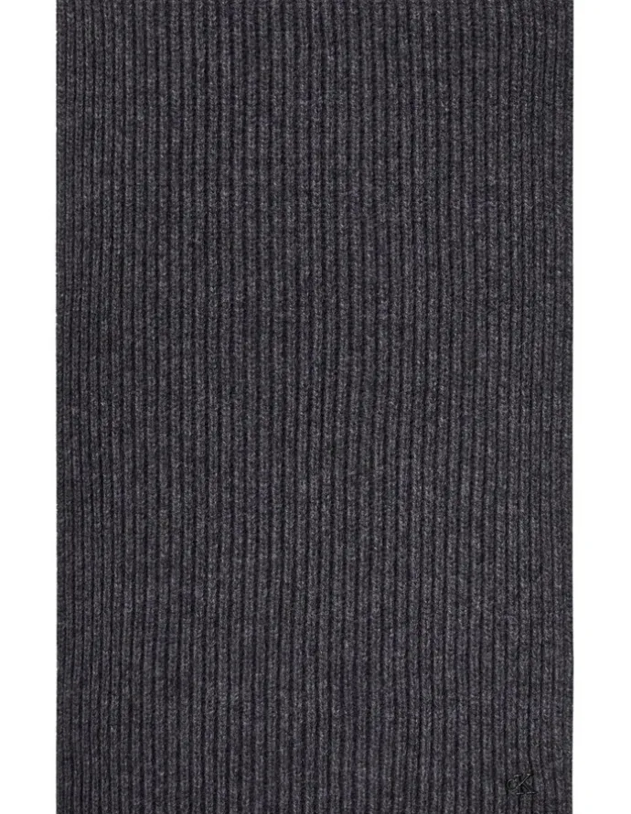 Calvin Klein Hw Wool Blend Knit Scarf in Charcoal Heather