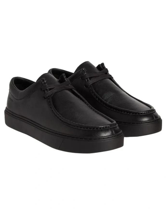 Calvin Klein Hybrid Apron Lace Up Lth Sneaker in Triple Black