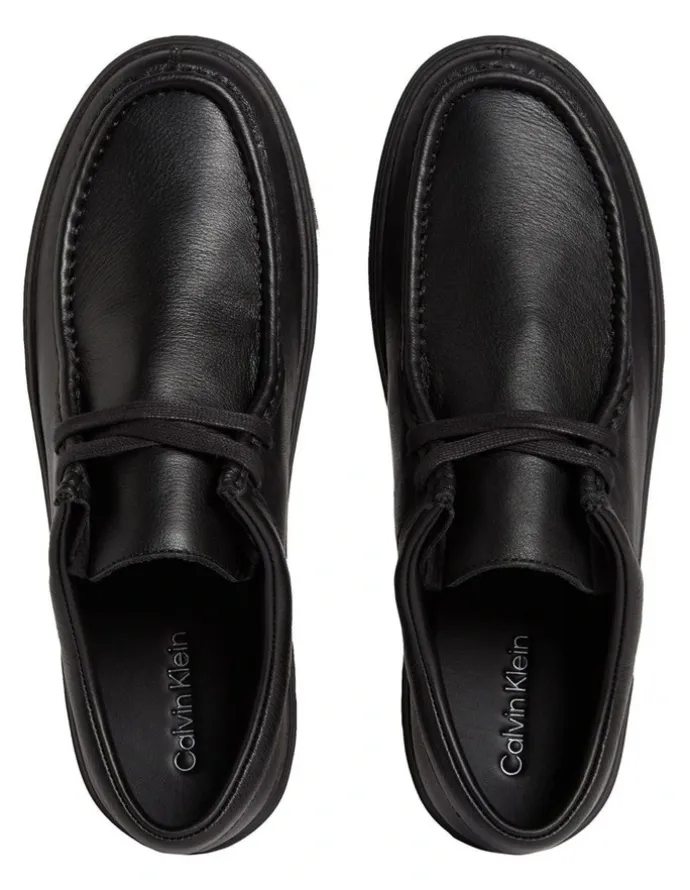 Calvin Klein Hybrid Apron Lace Up Lth Sneaker in Triple Black