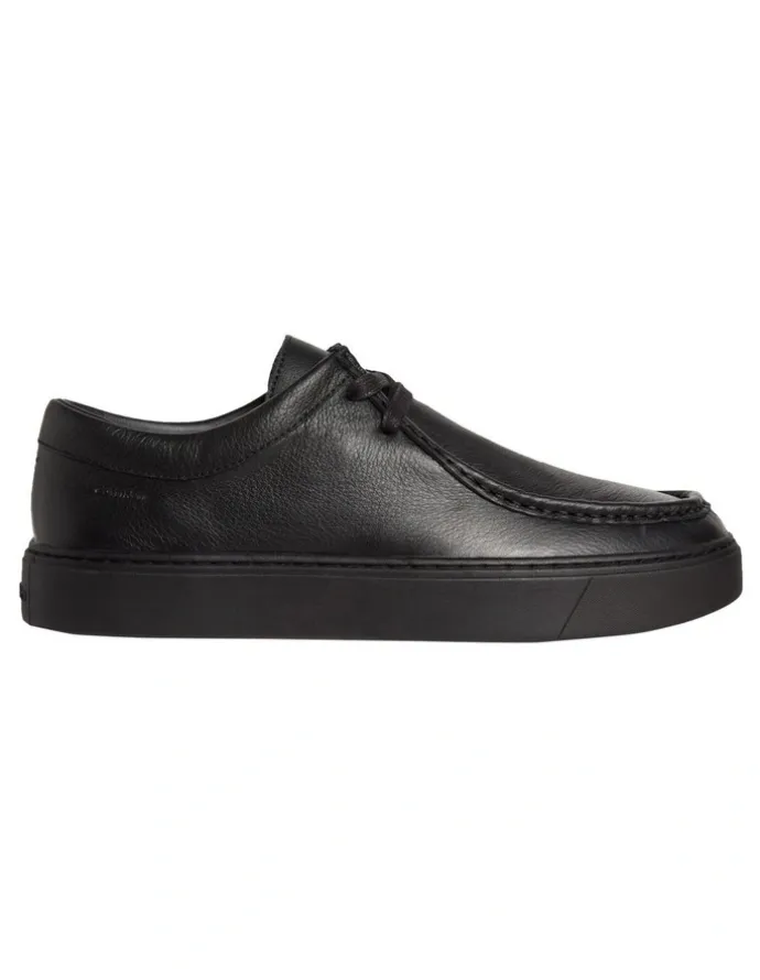 Calvin Klein Hybrid Apron Lace Up Lth Sneaker in Triple Black