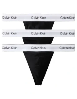 Calvin Klein Icon Cotton Stretch Thongs 3 Pack in Black