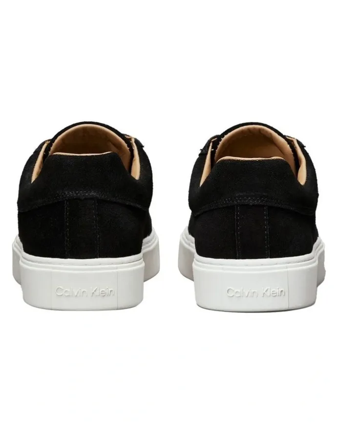 Calvin Klein Lace Up Suede Sneaker in Black