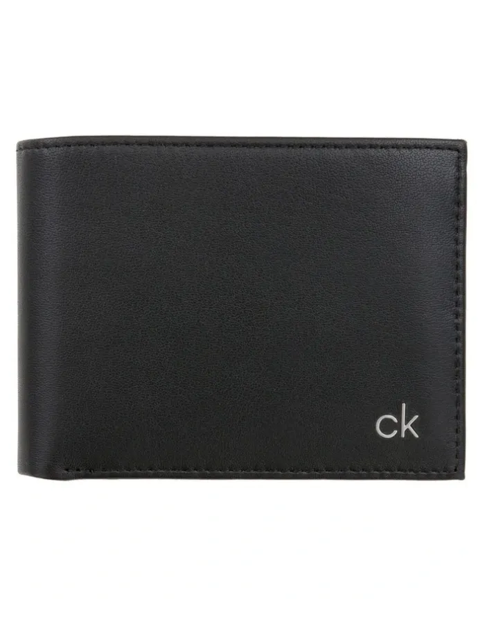 Calvin Klein Leather Smooth CK 5CC Coin Wallet in Black