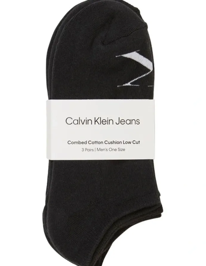 Calvin Klein Logo Sports Lowcut Liner Socks 3 Pack in Black