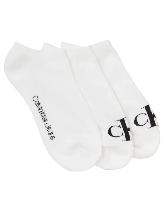 Calvin Klein Logo Sports Lowcut Liner Socks 3 Pack in White