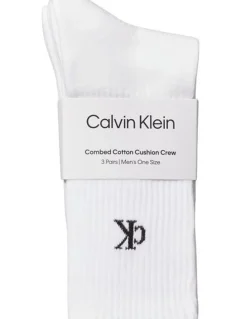 Calvin Klein Logo Sports Crew Socks Pack Of 3 in White
