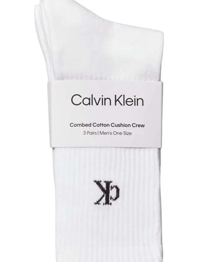 Calvin Klein Logo Sports Crew Socks Pack Of 3 in White