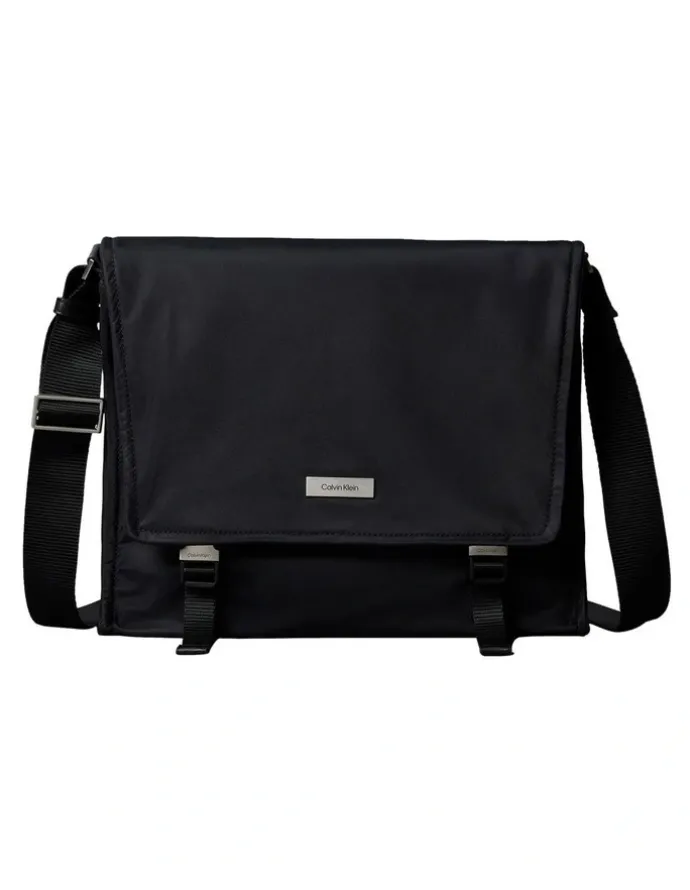 Calvin Klein Matte Nylon Messenger Bag in Black