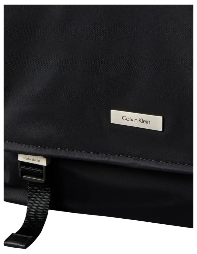 Calvin Klein Matte Nylon Messenger Bag in Black