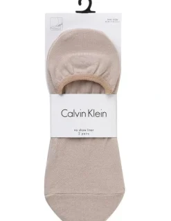 Calvin Klein No Show Liners Socks 2 Pack in Sand