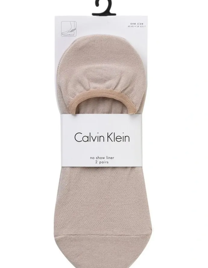 Calvin Klein No Show Liners Socks 2 Pack in Sand