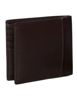 Calvin Klein Raised EW Bill Fold Wallet in Dark Brown