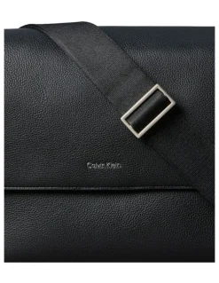 Calvin Klein Raised Flap Messenger Bag Black