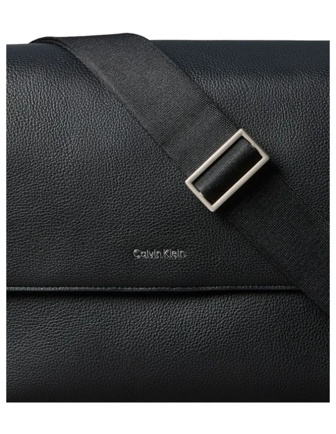 Calvin Klein Raised Flap Messenger Bag Black