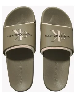Calvin Klein Slide Rubber Neoprn Sandal in Mermaid/Eggshell