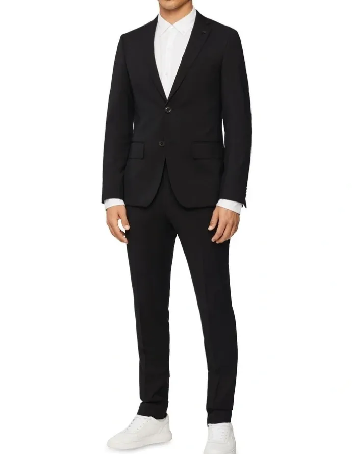 Calvin Klein Super Slim Twill Suit Trouser in Black