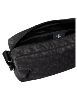 Calvin Klein Unstructured Monogram Flight Bag in Black