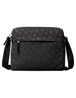 Calvin Klein Unstructured Monogram Flight Bag in Black