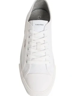Calvin Klein Vulc Laceup Canvas Trainer Shoes in Triple Bright White