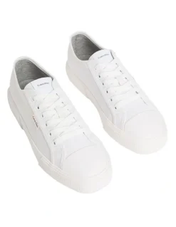 Calvin Klein Vulc Laceup Canvas Trainer Shoes in Triple Bright White